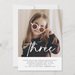 Drie foto Verjaardag uitnodiging