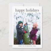 Drie foto Vertical Black Typografie Happy Feestdagenkaart (Voorkant)