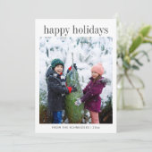 Drie foto Vertical Black Typografie Happy Feestdagenkaart (Staand voorkant)