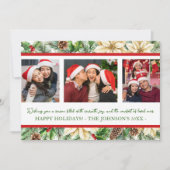 Drie Foto Waterverf Botanische Kerst Kaart (Voorkant)