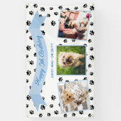 Drie foto zwarte poot afdrukken blauw huisdier ver spandoek (Verticaal)