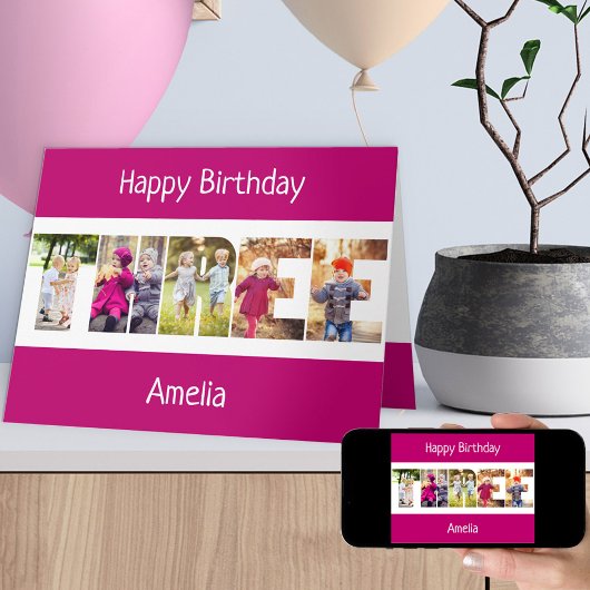 DRIE Fotobrieven Roze Meisjes 3e Verjaardag Kaart