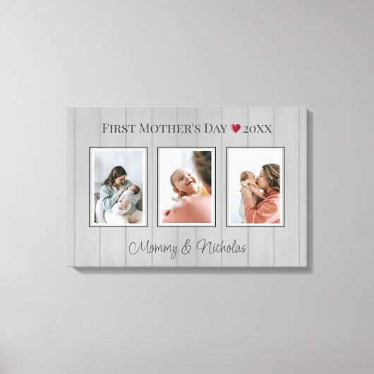 Drie fotocollage eerste Moederdag Canvas Afdruk (Voorkant)