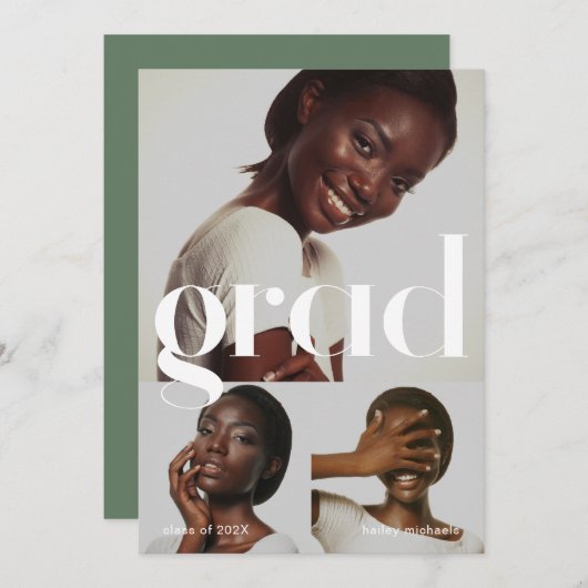 Drie fotocollage-graafpartij kaart (Voorkant / Achterkant)