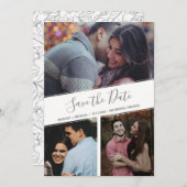 Drie Fotocollage Moderne Bloemen Opslaan van de Da Aankondiging (Voorkant / Achterkant)