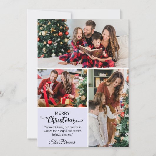 Drie fotocollage moderne schattige eenvoudige kers feestdagenkaart (Voorkant)