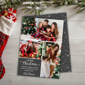 Drie fotocollage moderne schattige eenvoudige kers feestdagenkaart