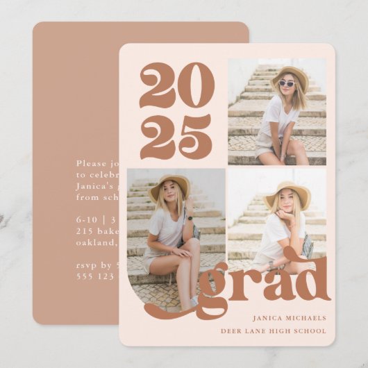 Drie Fotoretro Type Terracotta Gradua Partij Kaart (Voorkant / Achterkant)