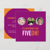 Drie foto's 50th FIVEOH! Fotoverjaardagsuitnodigin Kaart (Voorkant / Achterkant)