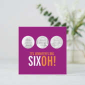 Drie foto's 60th SIXOH! Fotoverjaardagsuitnodiging Kaart (Staand voorkant)