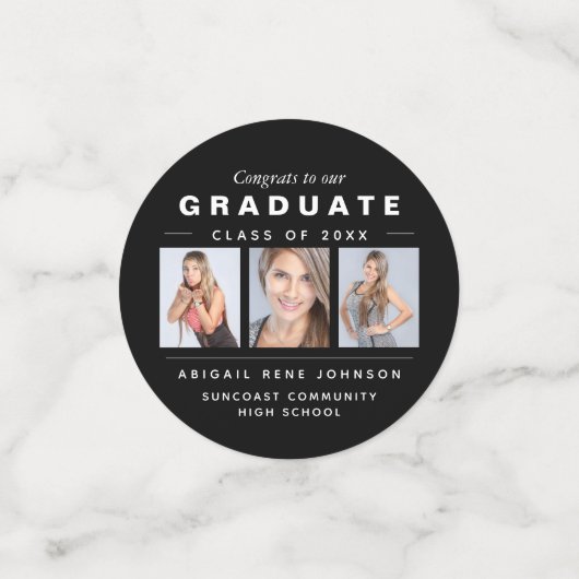 Drie foto's Afstuderen Collage Black en White Confetti (Kleine voorkant)