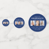 Drie foto's Afstuderen Collage Navy Blue en White Confetti (Achterkanten)