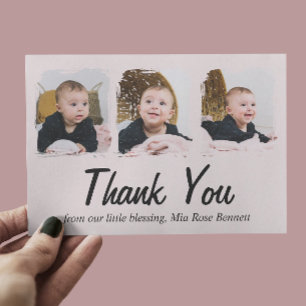 Drie foto's baby shower bedankkaart feestdagenkaart