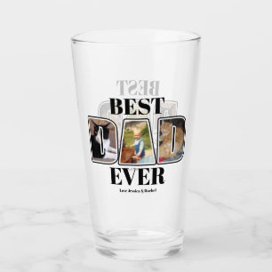 Drie foto's Beste pap ooit Aangepast naamglas Glas