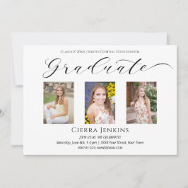 Drie foto's Calligrafie White Graduation Party IV Kaart