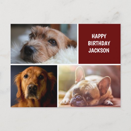 Drie foto's Collage Custom Birthday Briefkaart (Voorkant)