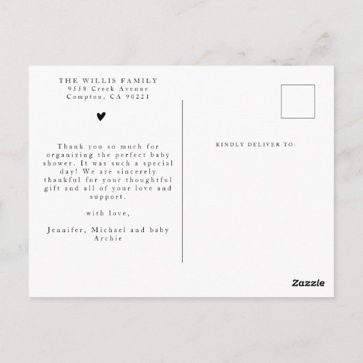 Drie foto's collage Elegante schrift Baby Shower Briefkaart (Achterkant)