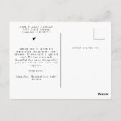 Drie foto's collage Elegante Script Baby Shower Briefkaart (Achterkant)