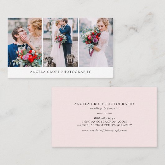 Drie foto's collage fotograaf visitekaartje (Voorkant / Achterkant)