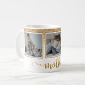 Drie foto's Collage Gold Glitter Moederdag Koffiemok (Voorkant links)