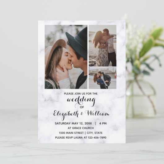 Drie foto's Collage Inspirerend Weddenschap Kaart (Staand voorkant)