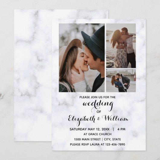 Drie foto's Collage Inspirerend Weddenschap Kaart (Voorkant / Achterkant)