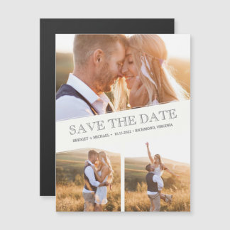 Drie foto's Collage Modern Wedding Save the Dates