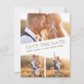 Drie foto's Collage Modern Wedding Save the Dates Aankondiging (Voorkant)