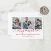 drie foto's collage newlyweds vakantie notitiekaartje (Voorkant / Achterkant in situ)