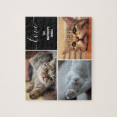Drie foto's collage schattige katten gepersonalise legpuzzel (Verticaal)