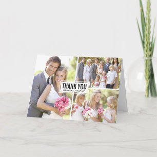 Drie foto's Collage Weddenschap Hartelijk dank Bedankkaart