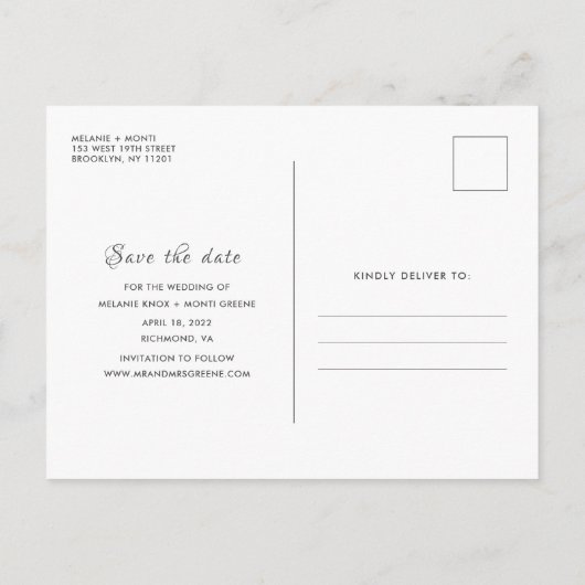 Drie foto's Collage Weddenschap Save the Date Aankondigingskaart (Achterkant)