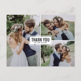 Drie foto's Collage Wedding Dank u Briefkaart