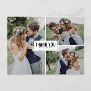 Drie foto's Collage Wedding Dank u Briefkaart
