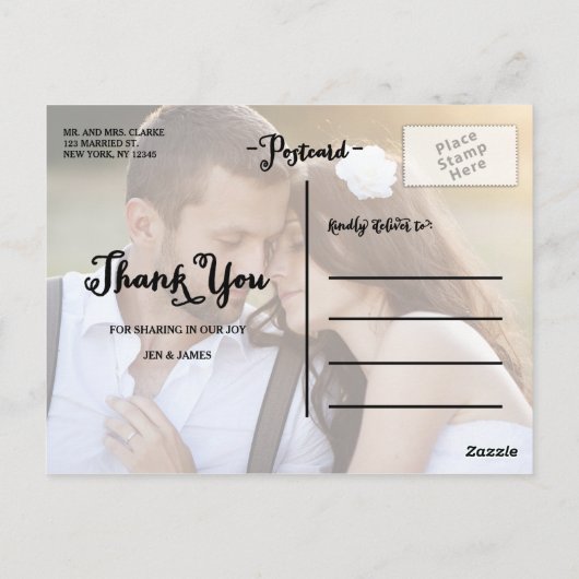 Drie foto's Collage Wedding Dank u Briefkaart (Achterkant)