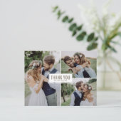 Drie foto's Collage Wedding Dank u Briefkaart (Staand voorkant)