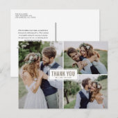 Drie foto's Collage Wedding Dank u Briefkaart (Voorkant / Achterkant)