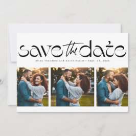 Drie foto's eenvoudig modern trendy zwart wit save the date