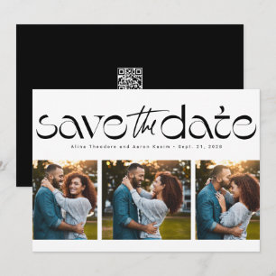 Drie foto's eenvoudig modern trendy zwart wit save the date