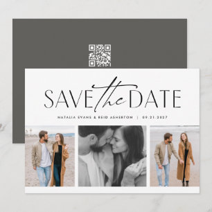 Drie foto's eenvoudig stijlvol zwart wit save the date