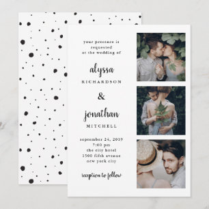 Drie foto's   Eenvoudige en moderne huwelijksuitno Kaart