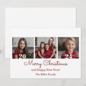 Drie foto's Eenvoudige Kerst Feestdagenkaart (Voorkant / Achterkant)