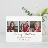 Drie foto's Eenvoudige Kerst Feestdagenkaart (Staand voorkant)