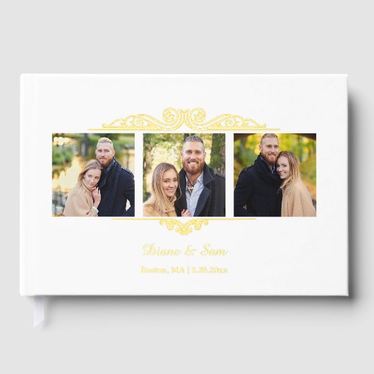 Drie foto's en barokke rollen Folie Gastenboek (Voorkant)