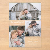 Drie foto's en eenvoudige tekst | Bruiloft Acryl Uitnodigingen (Voorkant)