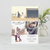 Drie Foto's en Moderne Typografie Wedding Invite Kaart (Staand voorkant)