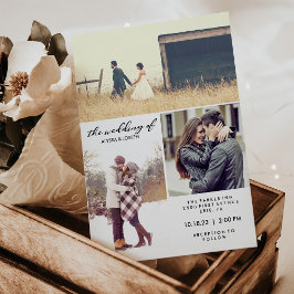 Drie Foto's en Moderne Typografie Wedding Invite Kaart