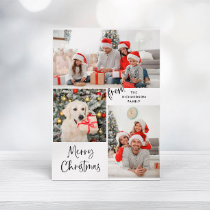 Drie Foto's en moderne Typografie Zure kerst Feestdagenkaart