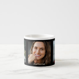 Drie foto's en naam, zwarte Sci-Fi-frame Espresso Kop