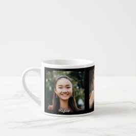 Drie foto's en naam, zwarte Sci-Fi-frame Espresso Kop